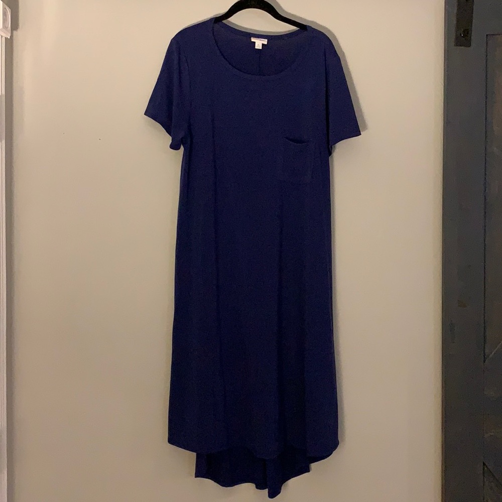 Dark Blue Midi LuLaRoe Dress with Front Pocket